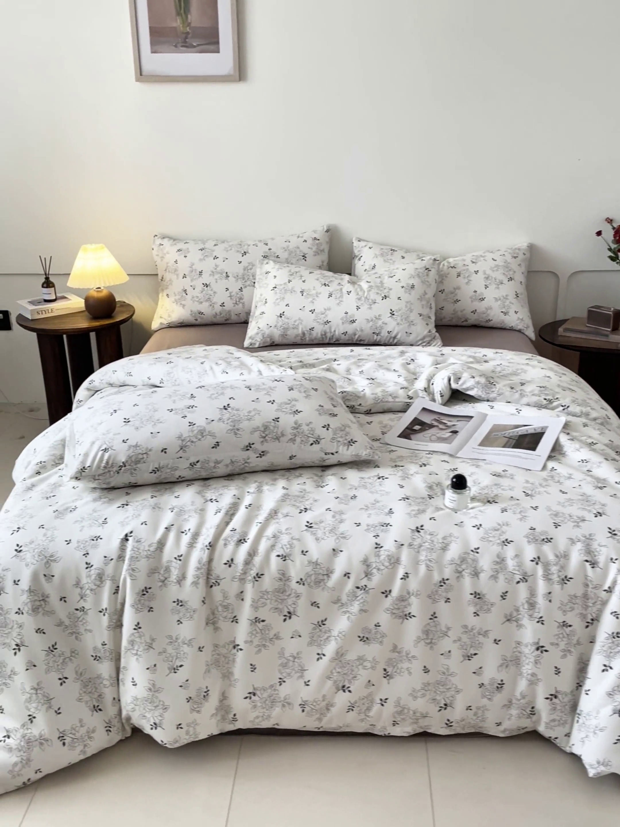 91家纺网 家纺一手货源 找家纺 诺梵家纺 2025新款有氧双层纱印花四件套 沉香