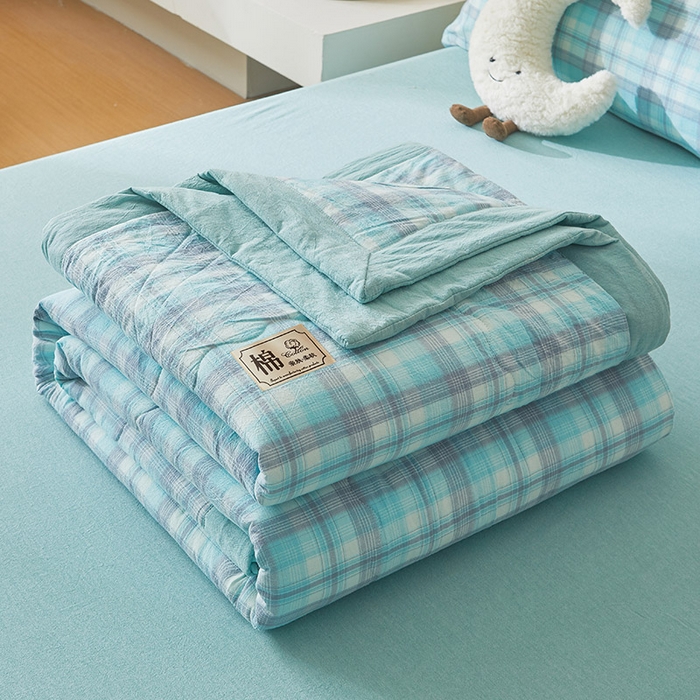 91家纺网 家纺一手货源 找家纺 招财星家纺 2025新款新疆棉花被夏被100%里外全棉棉花夏被无印风全棉色织水洗棉夏凉被空调被春秋被单人可机洗 海潮