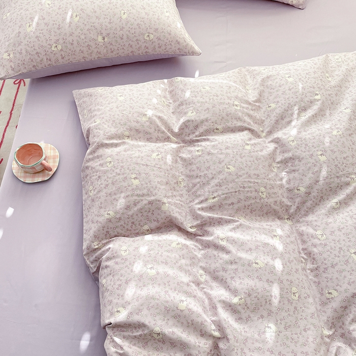 91家纺网 家纺一手货源 找家纺 宜家坊 2025新款全棉13070单床单床笠纯棉单品枕套床笠床单（有预缩尺寸 售后无忧 免费提供买家秀） 紫色小兔