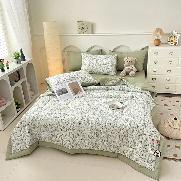 91家纺网 家纺一手货源 找家纺 丫丫2025全棉夏被碎花卡通小清新简约纯棉夏凉被夏被四件套三件套风格三 松鼠小鹿