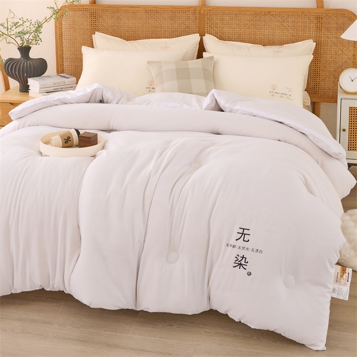 91家纺网 家纺一手货源 找家纺 瑶瑶家居床垫 2025新款水洗棉磨毛大豆纤维被无染 无染-白色