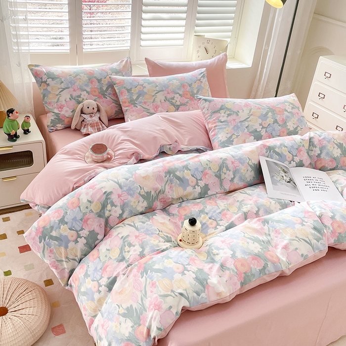 91家纺网 家纺一手货源 找家纺 宜家坊 2025全棉13070单被套印花小清新卡通碎花纯棉单品被套枕套（有预缩售后无忧 免费提供买家秀） 郁金花开