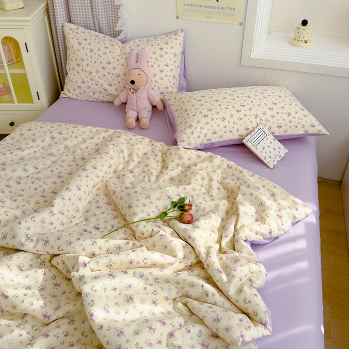 91家纺网 家纺一手货源 找家纺 弗苓家纺 2025 A类有氧针织双层纱夏被四件套直播爆款 蕾拉小姐