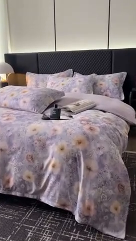 91家纺网 家纺一手货源 找家纺 仟网汇 2025新款棉代尔轻奢系列四件套 星辰