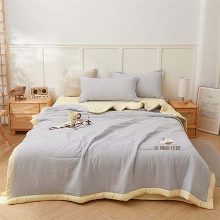 91家纺网 家纺一手货源 找家纺 总  新疆纯棉花被宽边绣花款全棉水洗棉夏凉被空调被薄款春秋被