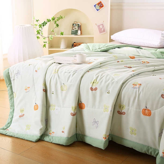 91家纺网 家纺一手货源 找家纺 欧朵2025新款A类水洗棉夏被系列 南瓜乐园