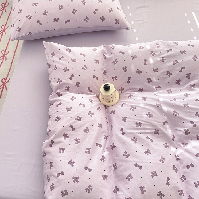 91家纺网 家纺一手货源 找家纺 宜家坊 2025新款全棉13070单床单床笠纯棉单品枕套床笠床单（有预缩尺寸 售后无忧 免费提供买家秀） 紫色蝴蝶结
