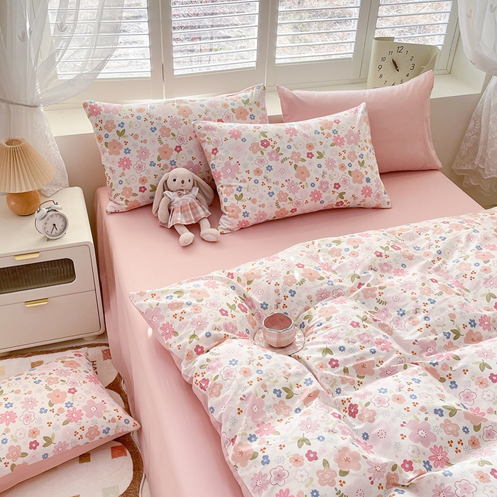 91家纺网 家纺一手货源 找家纺 宜家坊 2025新款全棉13070单床单床笠纯棉单品枕套床笠床单（有预缩尺寸 售后无忧 免费提供买家秀） 粉色浪漫