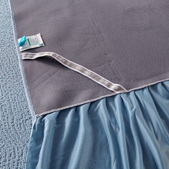 91家纺网 家纺一手货源 找家纺 青雅席业 2025新款7A抗菌母婴级纯乙纶PE刺绣凉感丝豆豆席床单款 肌理纹-蓝