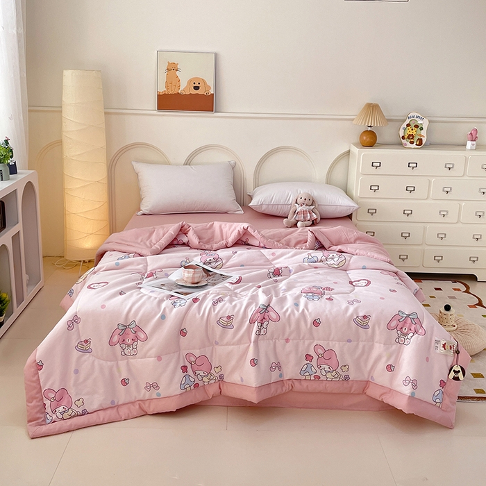 91家纺网 家纺一手货源 找家纺 丫丫2025全棉夏被碎花卡通小清新简约纯棉夏凉被夏被四件套三件套风格三 美乐乐蒂
