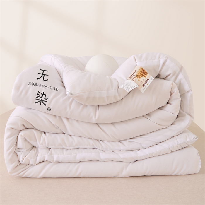 91家纺网 家纺一手货源 找家纺 瑶瑶家居床垫 2025新款水洗棉磨毛大豆纤维被无染 无染-白色