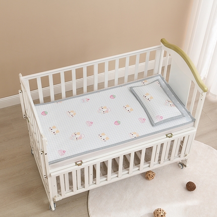 小猫派 2025新款亲肤舒适印花卡通夏凉童席 棉花糖猫蓝色(席子+一个荞麦枕)