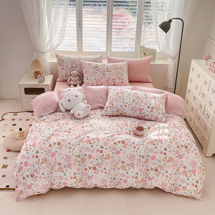 91家纺网 家纺一手货源 找家纺 宜家坊 2025新款全棉13070单床单床笠纯棉单品枕套床笠床单（有预缩尺寸 售后无忧 免费提供买家秀） 粉色浪漫