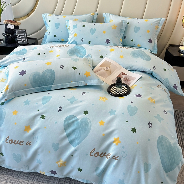 91家纺网 家纺一手货源 找家纺 海洋家纺 2025新款全棉磨毛四件套 快乐星球