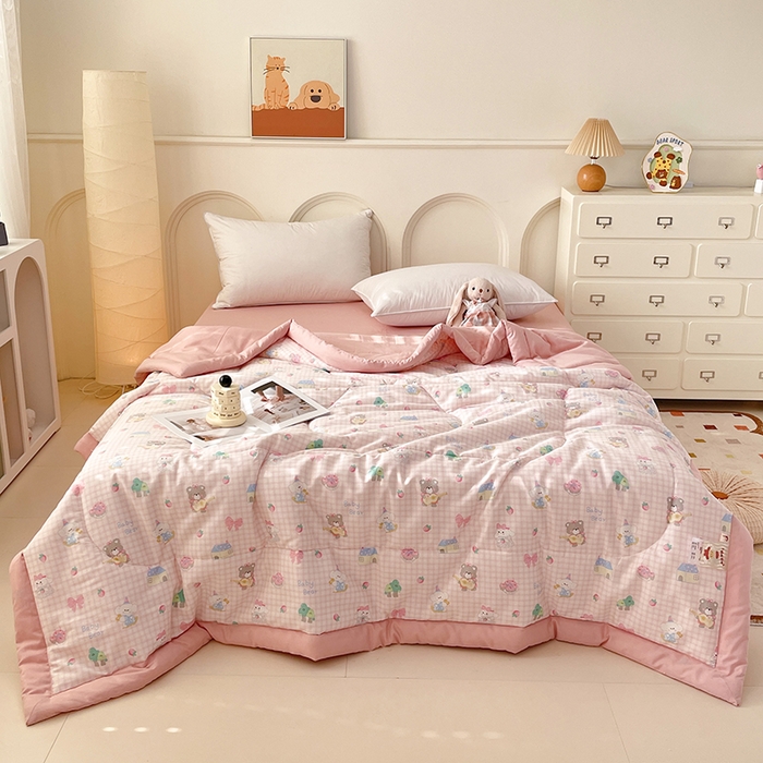 91家纺网 家纺一手货源 找家纺 丫丫家纺2025全棉夏被碎花卡通小清新简约纯棉夏凉被夏被四件套三件套风格三 小不点们