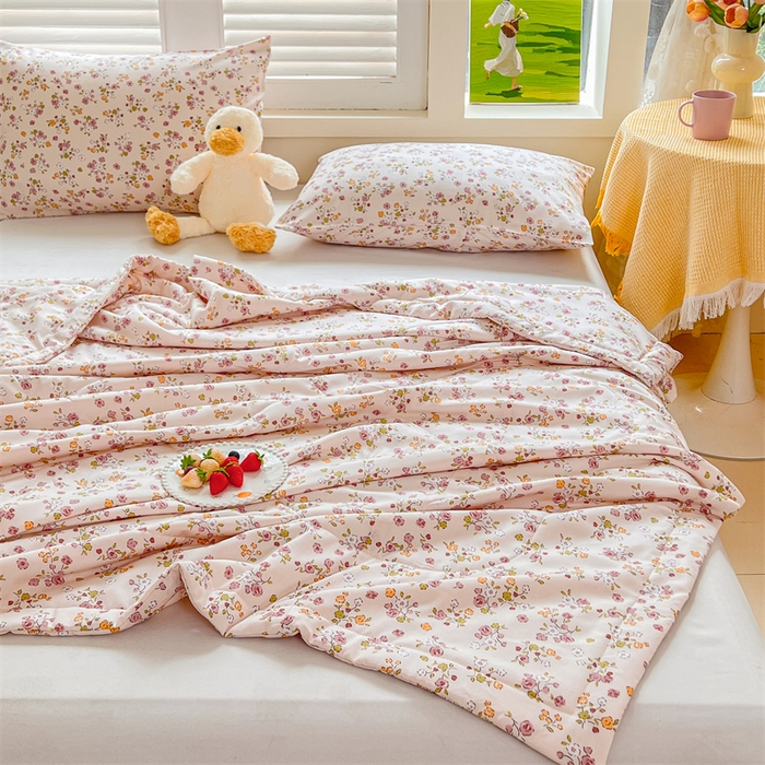 91家纺网 家纺一手货源 找家纺 天瑜 2024新款棉绸苏香绸舒香绸夏被人造棉夏凉被 春日粉