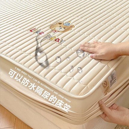 91家纺网 家纺一手货源 找家纺 （总）摩妮卡 2025新款夹棉防水刺绣床笠-贝拉熊