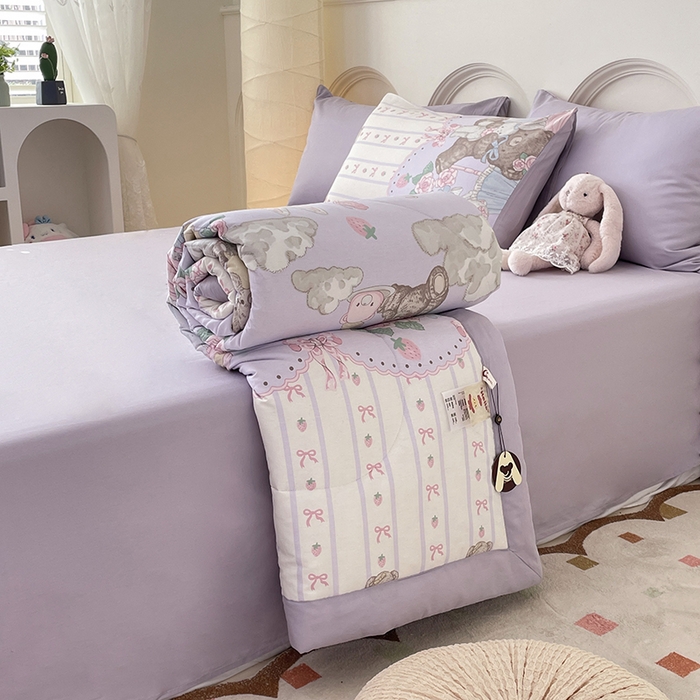 91家纺网 家纺一手货源 找家纺 丫丫2025新款里外全棉棉花夏被风格2 碎花小熊