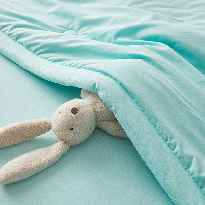 91家纺网 家纺一手货源 找家纺 晓时候 2025新款无印风水洗棉新疆棉花被夏被夏凉被空调被子 素夏-水蓝