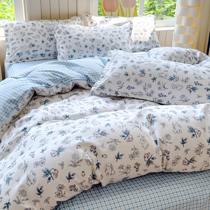 91家纺网 家纺一手货源 找家纺 （总）佑佳家纺 2024新款140克磨毛印花植物羊绒单被套磨毛四件套