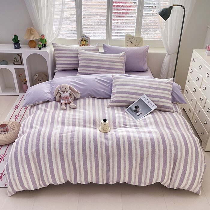 91家纺网 家纺一手货源 找家纺 宜家坊 2025新款全棉13070单床单床笠纯棉单品枕套床笠床单（有预缩尺寸 售后无忧 免费提供买家秀） 紫朱花