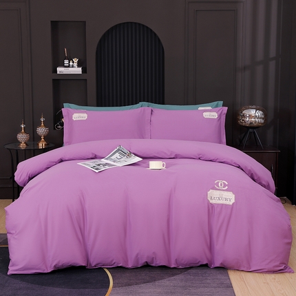 浩情国际婚庆供货中心 2026新品春夏四季款全棉纯棉高端绣花四件套-纽约风情 纽约风情-梦幻紫