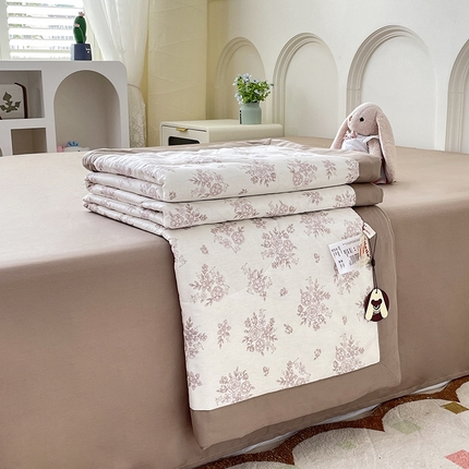 丫丫2025新款里外全棉棉花夏被风格2 合金欢