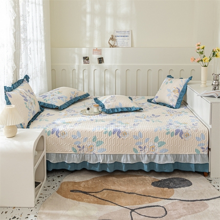 美优兰 2025新款全棉防滑榻榻米炕垫纯棉床盖三件套 南枝