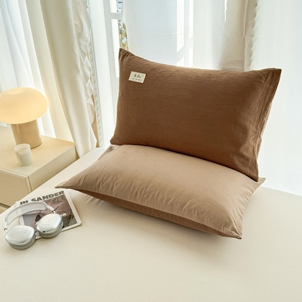 眠博士 2025新款全棉美拉德轻奢简约浮雕提花系列-单枕套 单品追忆枕套-棕咖