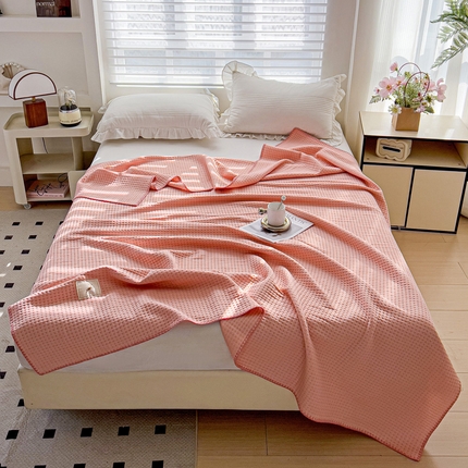 91家纺网 家纺一手货源 找家纺 （总）十九色 2025新款全尺寸三角针盖毯夏被华夫格双面冷感夏被毯