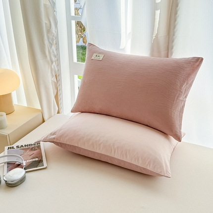 眠博士 2025新款全棉美拉德轻奢简约浮雕提花系列-单枕套 单品追忆枕套-桃粉
