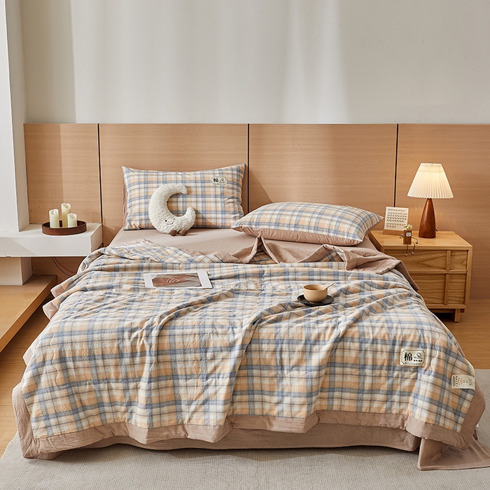 91家纺网 家纺一手货源 找家纺 招财星家纺 2025新款新疆棉花被夏被100%里外全棉棉花夏被无印风全棉色织水洗棉夏凉被空调被春秋被单人可机洗 初见