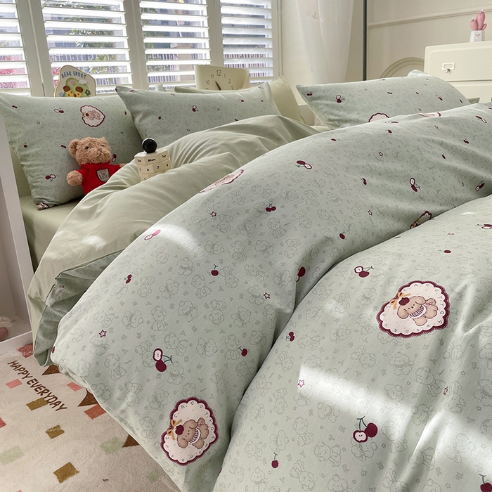 91家纺网 家纺一手货源 找家纺 宜家坊 2025全棉13070单被套印花小清新卡通碎花纯棉单品被套枕套（有预缩售后无忧 免费提供买家秀） 小可爱樱桃