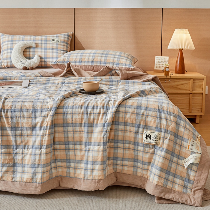 91家纺网 家纺一手货源 找家纺 招财星家纺 2025新款新疆棉花被夏被100%里外全棉棉花夏被无印风全棉色织水洗棉夏凉被空调被春秋被单人可机洗 初见