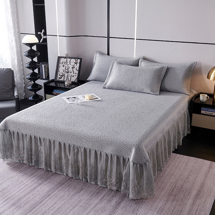 91家纺网 家纺一手货源 找家纺 青雅席业 2025新款7A抗菌母婴级纯乙纶PE刺绣凉感丝豆豆席床单款 肌理纹-灰