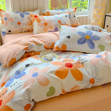 91家纺网 家纺一手货源 找家纺 （总）佑佳家纺 2024新款140克磨毛印花植物羊绒单被套磨毛四件套