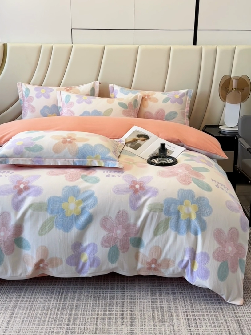 91家纺网 家纺一手货源 找家纺 海洋家纺 2025新款全棉磨毛四件套 洛城时光