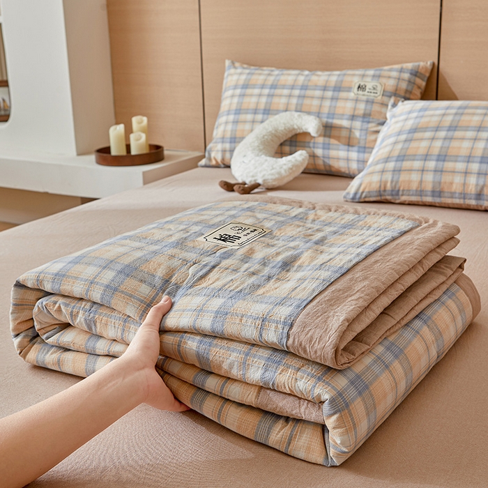 91家纺网 家纺一手货源 找家纺 招财星家纺 2025新款新疆棉花被夏被100%里外全棉棉花夏被无印风全棉色织水洗棉夏凉被空调被春秋被单人可机洗 初见