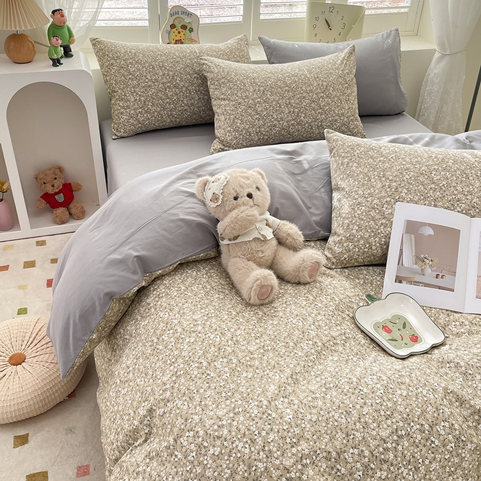 91家纺网 家纺一手货源 找家纺 宜家坊 2025热款全棉四件套学生床三件套单品床单床笠单被套印花小清新卡通碎花纯棉三四件套 柳兰霞草