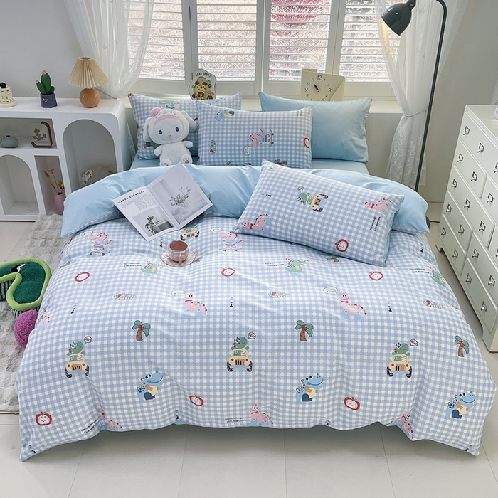 91家纺网 家纺一手货源 找家纺 宜家坊 2025新款全棉13070单床单床笠纯棉单品枕套床笠床单（有预缩尺寸 售后无忧 免费提供买家秀） 小恐龙