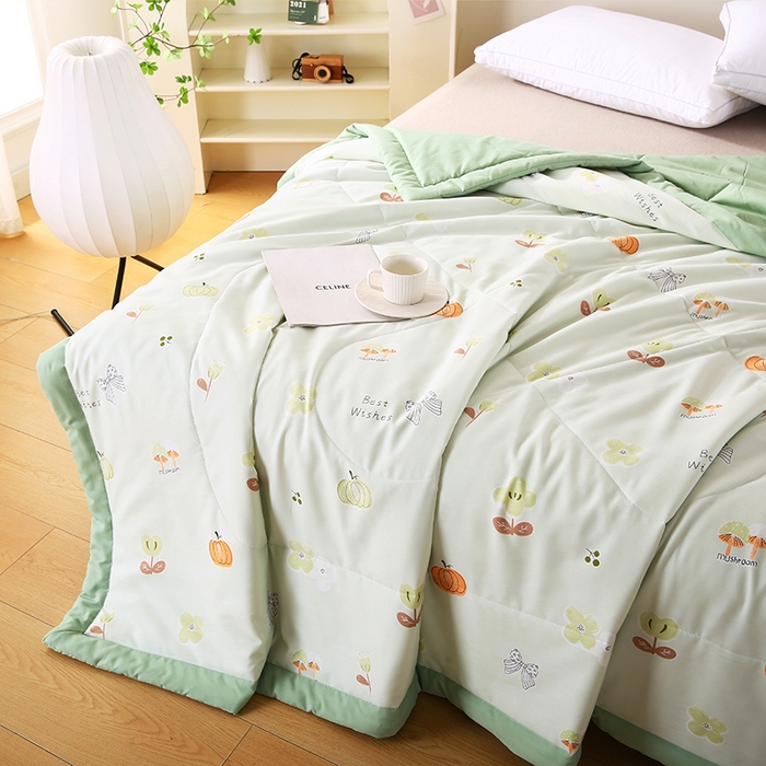 91家纺网 家纺一手货源 找家纺 欧朵2025新款A类水洗棉夏被系列 南瓜乐园