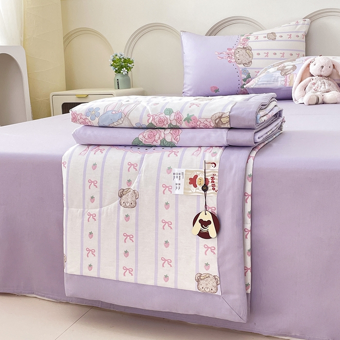 91家纺网 家纺一手货源 找家纺 丫丫2025新款里外全棉棉花夏被风格2 碎花小熊