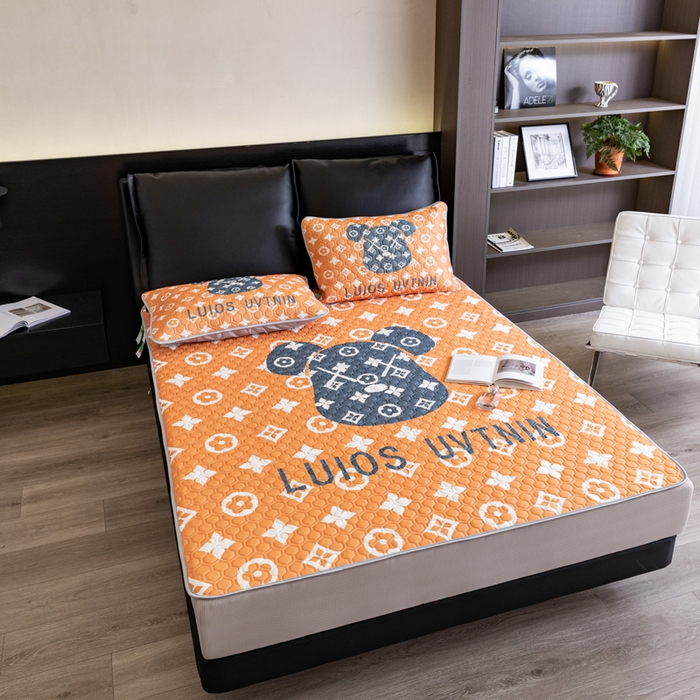 91家纺网 家纺一手货源 找家纺 摩卡（乐趣） 2025新品乳胶凉席 熊头橙