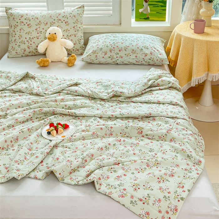 91家纺网 家纺一手货源 找家纺 天瑜 2024新款棉绸苏香绸舒香绸夏被人造棉夏凉被 春日绿