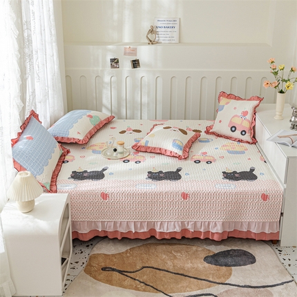 美优兰 2025新款全棉防滑榻榻米炕垫纯棉床盖三件套 布偶猫