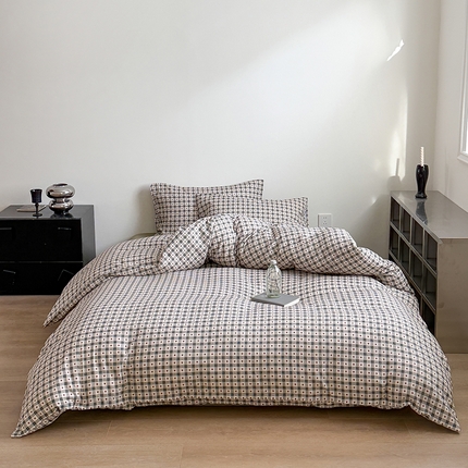 窝米 2025新品简约时尚双层纱系列四件套 秘境绿