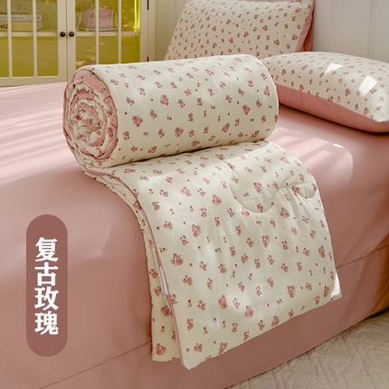 91家纺网 家纺一手货源 找家纺 （总）弗苓家纺 2025 A类有氧针织双层纱夏被四件套直播爆款