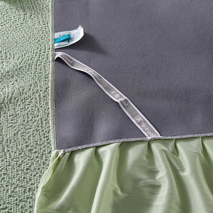 91家纺网 家纺一手货源 找家纺 青雅席业 2025新款7A抗菌母婴级纯乙纶PE刺绣凉感丝豆豆席床单款 肌理纹-水绿