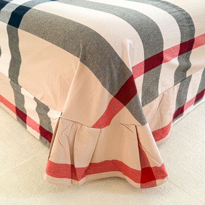 91家纺网 家纺一手货源 找家纺 喜四方 2025新款全棉色织水洗棉四件套 都市英伦大格