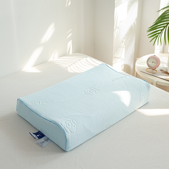 91家纺网 家纺一手货源 找家纺 萌番宝 2025山茶花冰丝凉感凉感丝乳胶枕夏季冰凉感 山茶花蓝色